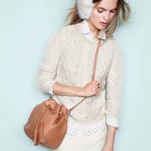 J. Crew Factory Mini Bucket leather tassel bag